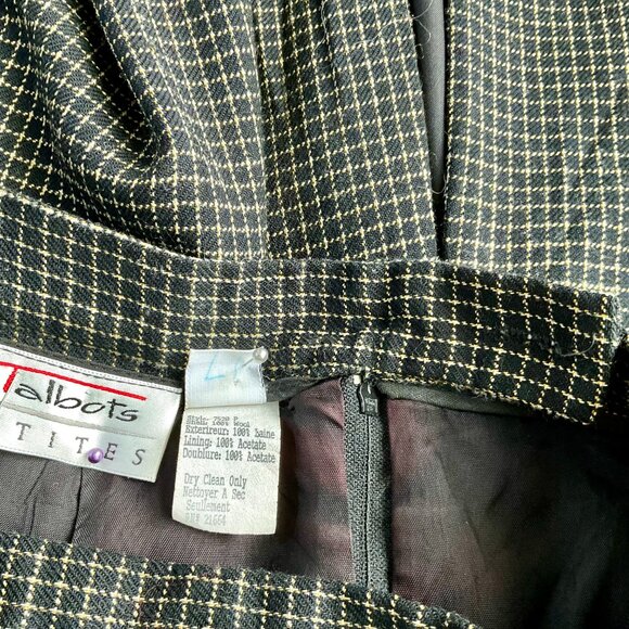 Talbots Skirt Plaid Check Wool Black Gold Petites (12P) - Picture 6 of 8